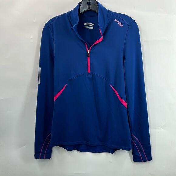 Saucony Women's Blue Quarter Zip Activewear Pullover Top Size Medium - Picture 1 of 15